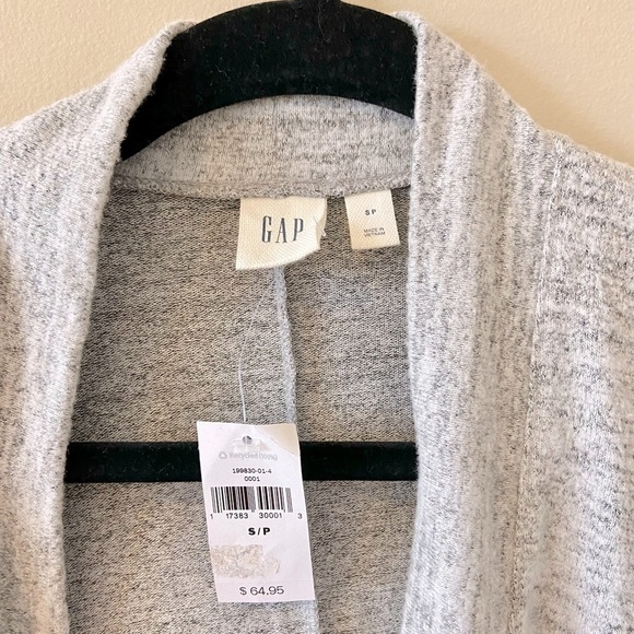GAP Open Front Cardigan Sweater Tie Sleeves | Heathered Grey | NWT | Size Small - Picture 8 of 11